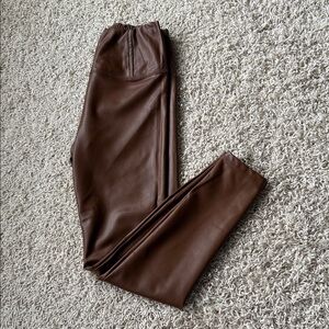 And Now This Women Brown Faux Leather Leggings Size S